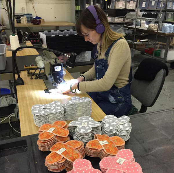 "Sewing menstrual products while menstruating." @megalodongod on Instagram